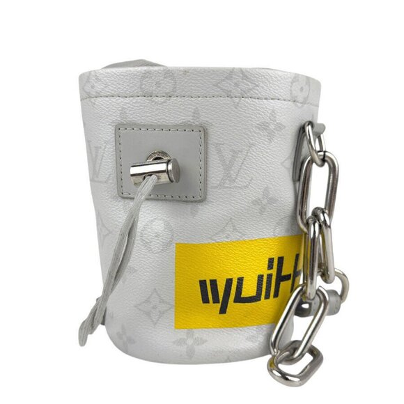 Auth LOUIS VUITTON Monogram Chalk Nano Shoulder Bag Light Gray